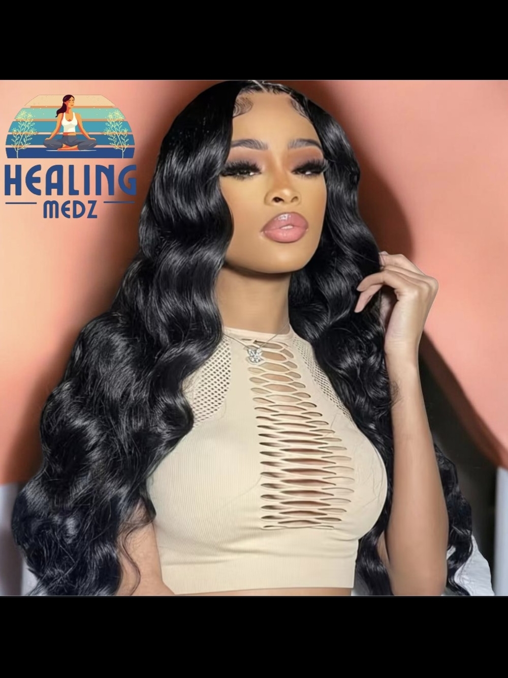 Women's Black 18" Inch 13X4 Real Human Hair Wig